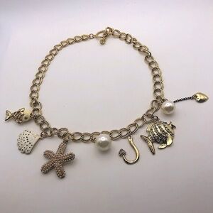 JUICY Couture Nautical Beach Ocean Themed Charm Necklace 18” + 1.5” Star Pendant